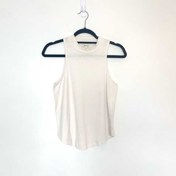 Vintage Madewell Ivory Relaxed Fit Mock Turtleneck Sleeveless Tank Top - Picture 3 of 8